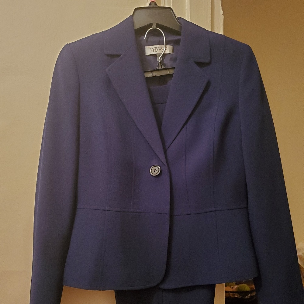 Navy Blue Kasper Pants Suit
